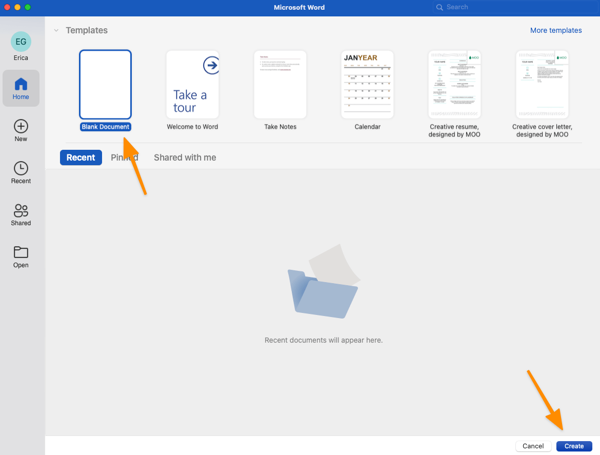 beginnen Sie mit einem leeren Dokument, um ausfüllbare Formulare in Word zu erstellen