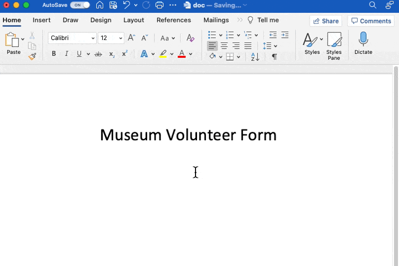create text fields with tables in word