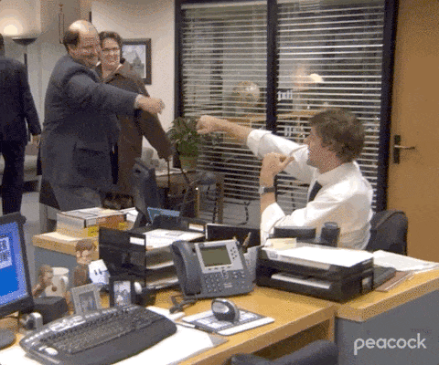 The Office colleagues bumping fists