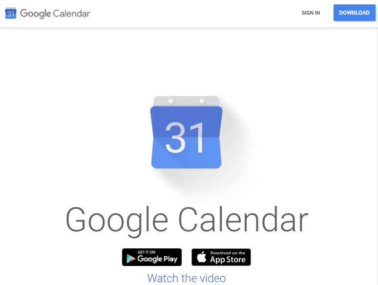 google calendar homepage