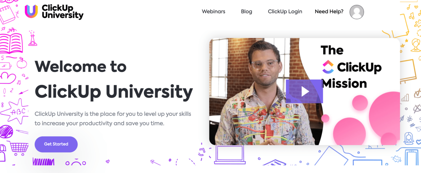 ClickUp University welcome page