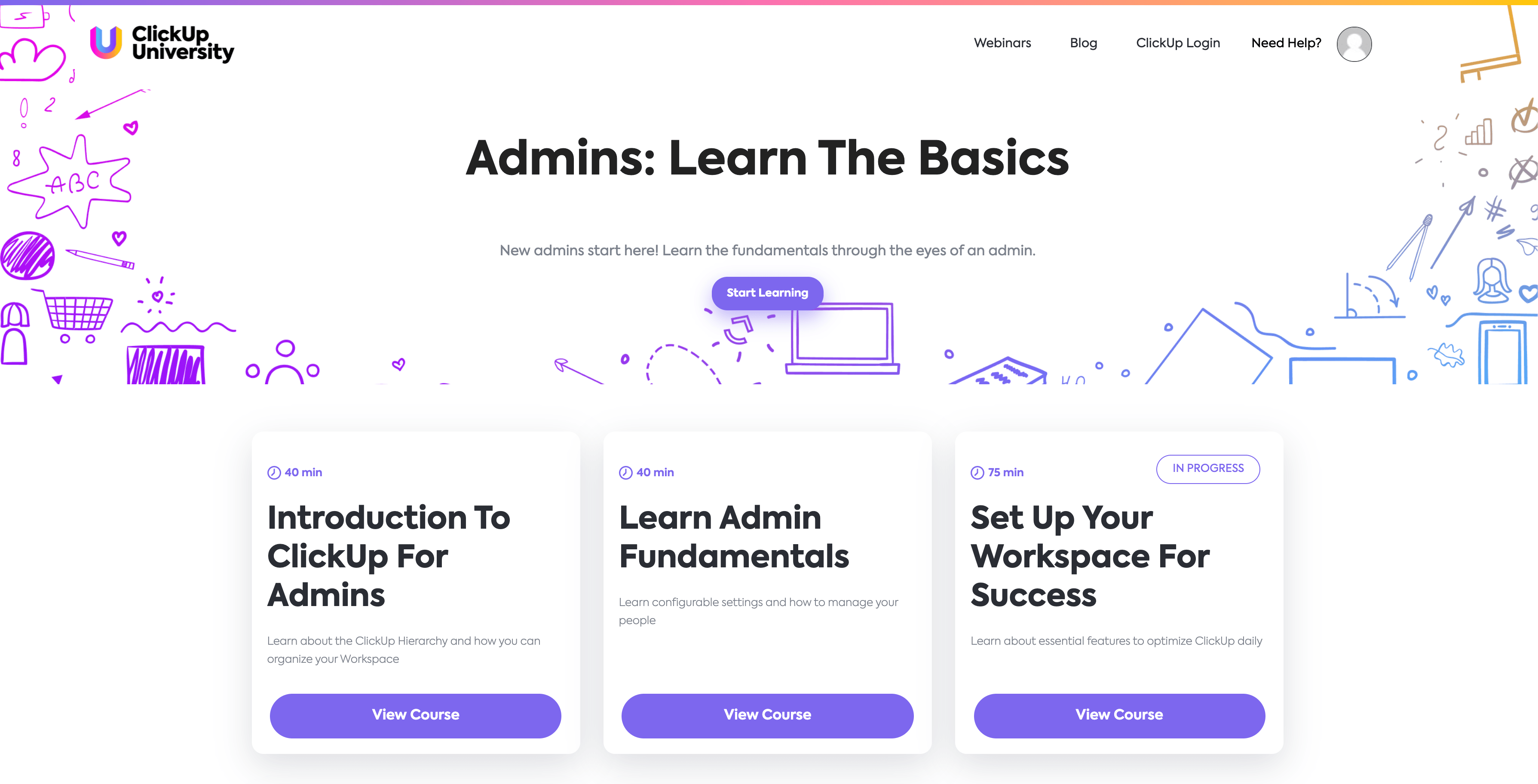 Learning path for admins in ClickUp