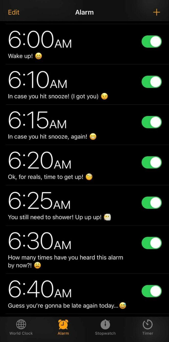 multiple alarms on an iPhone
