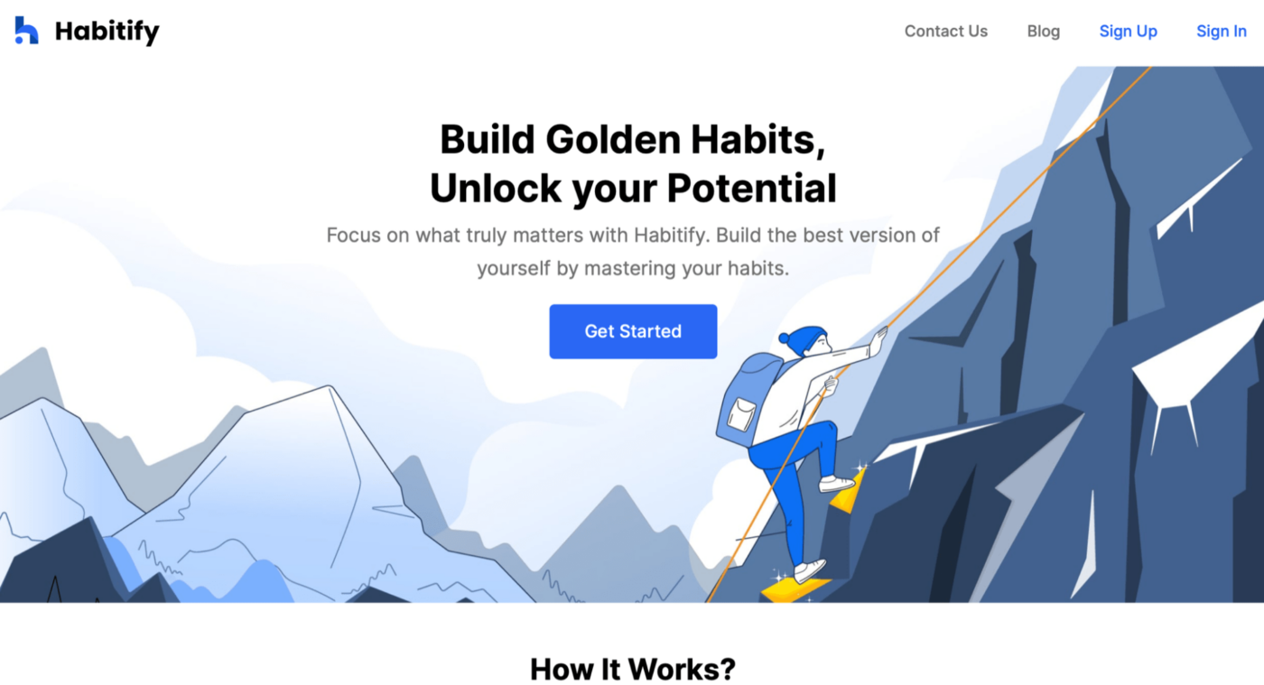 Habitify habit tracker home page