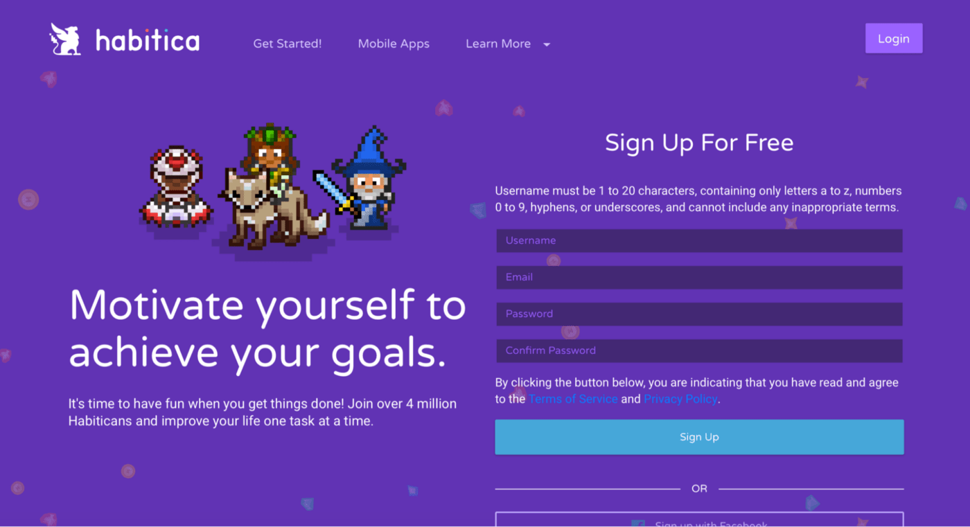 Habitica home page