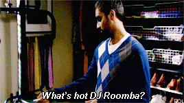 Tom from Parks and Recreation talking to DJ Roomba