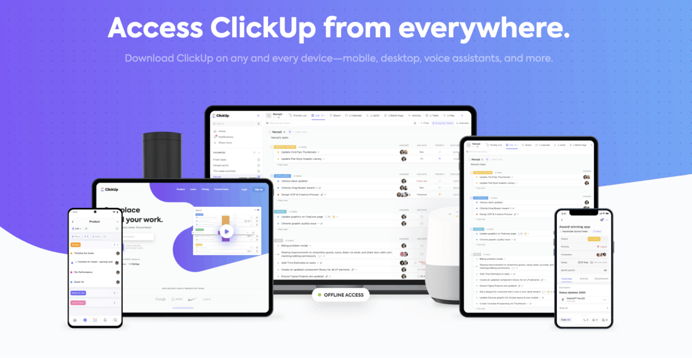 Download ClickUp and access it on any device!