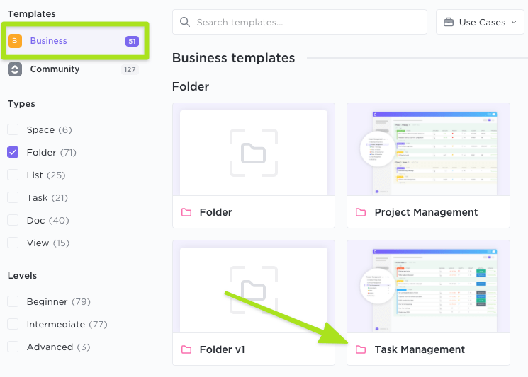 Accédez facilement au centre de modèles ClickUp à partir de n'importe quel endroit de la plate-forme