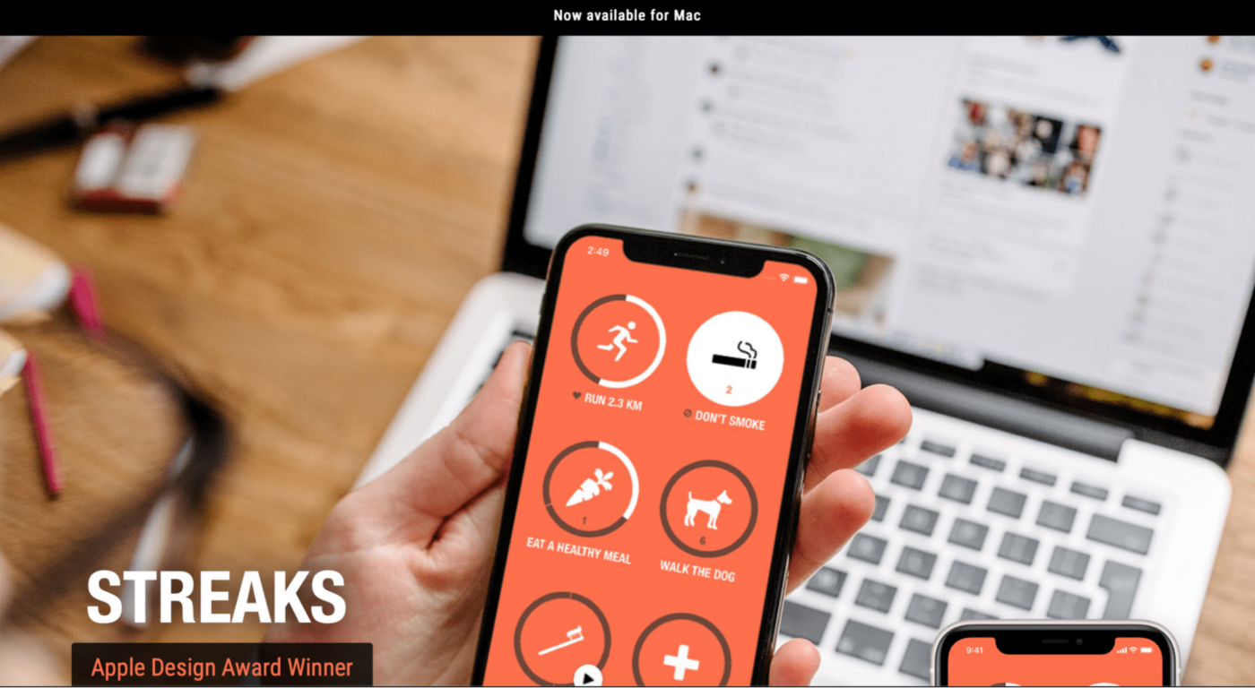 Streaks gewoonte tracker startpagina