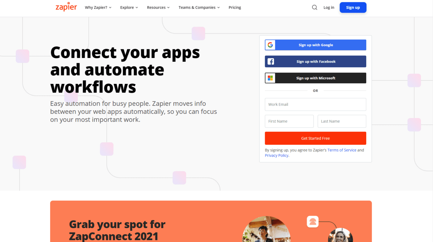 zapier homepage