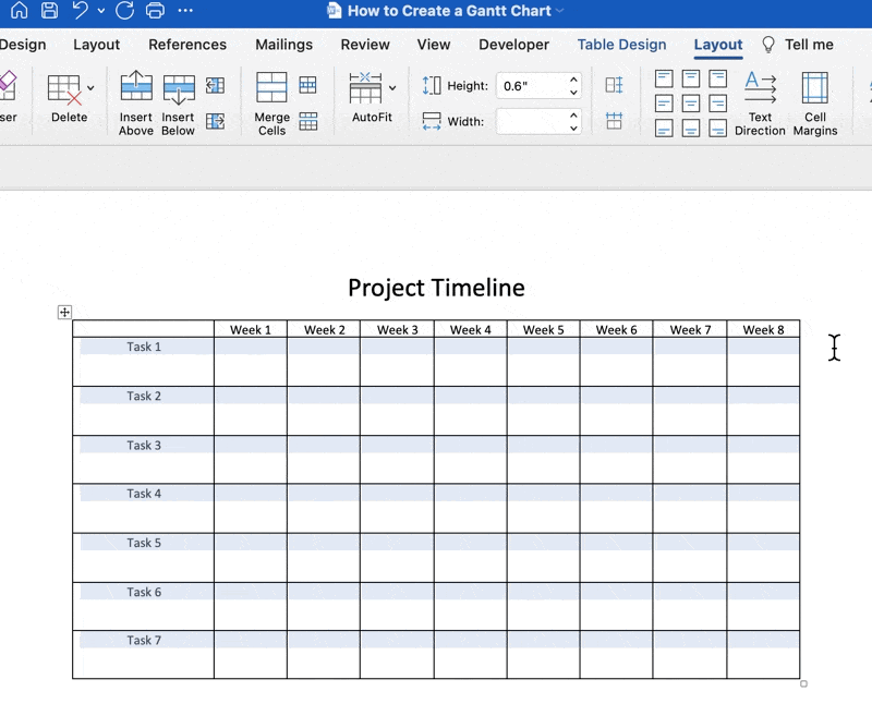 center align the table text in word