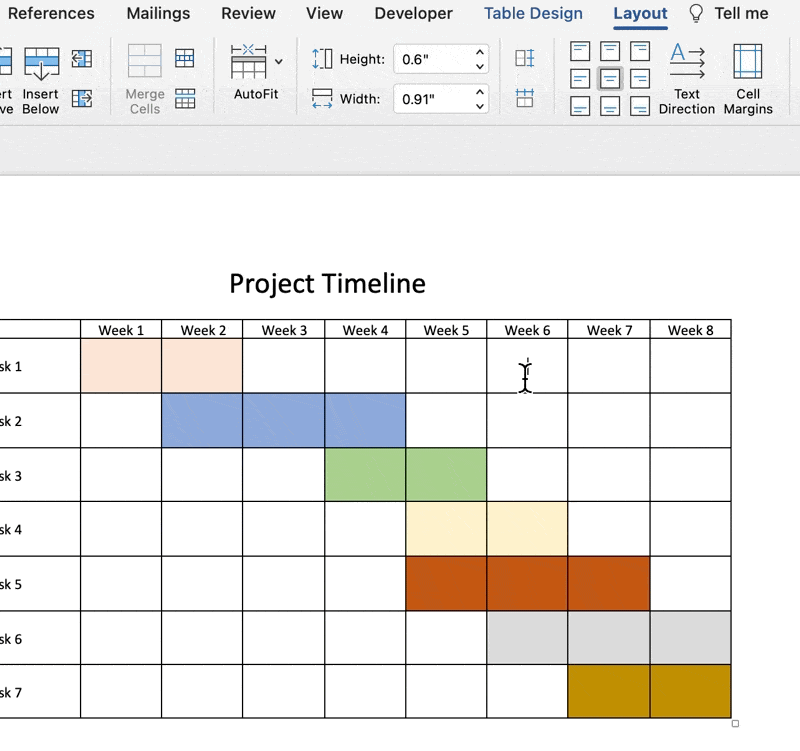 add text inside the task bars in word