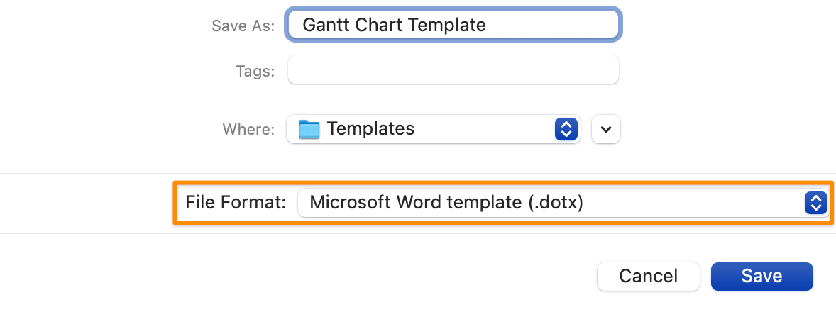 simpan sebagai templat bagan gantt di word