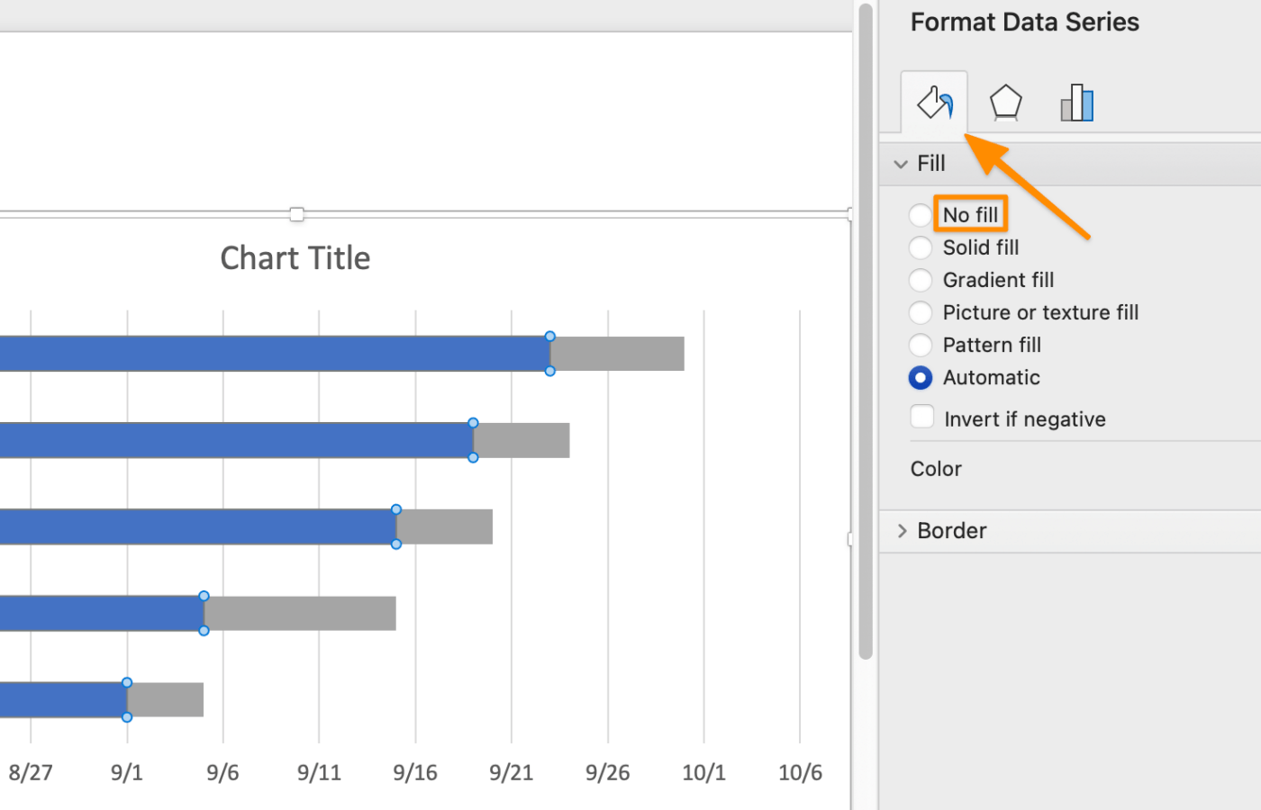 change the fill on each bar in word