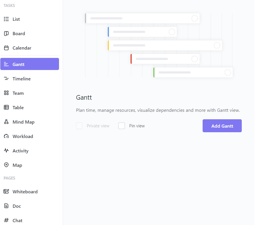 Gantt grafiek toevoegen