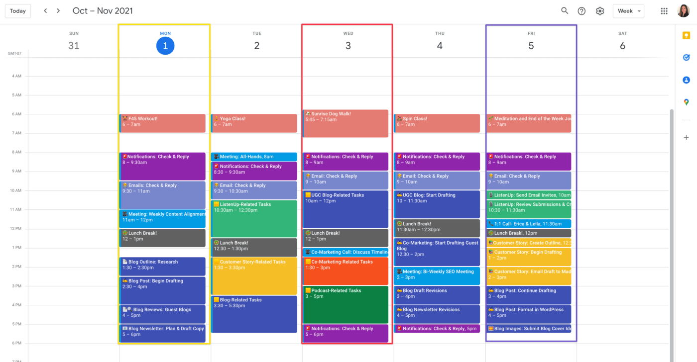 Using the three types of time blocking in Google Calendar