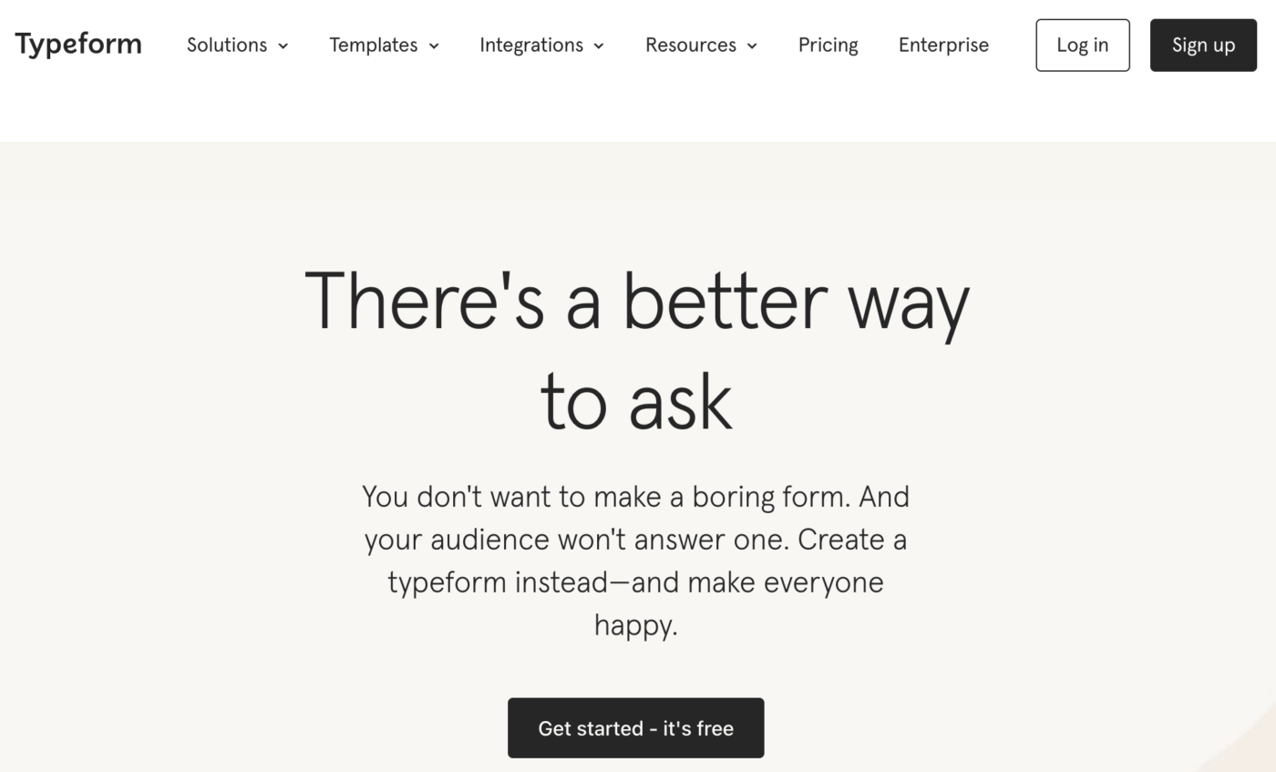 Typeform - interactive form submissions feature