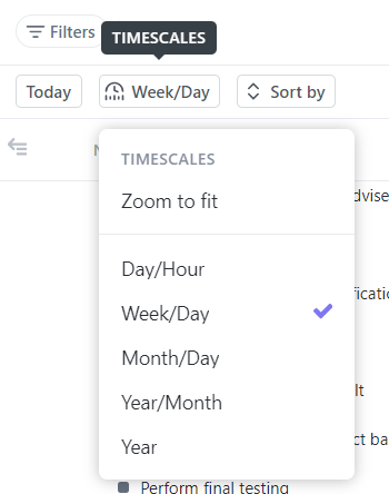 ClickUp Gantt Diagramm Zeitskalen