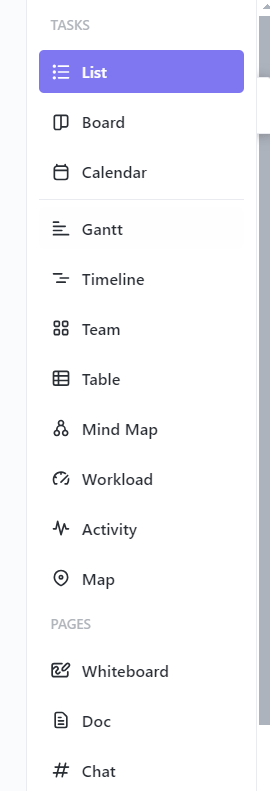 Vue du diagramme de Gantt dans ClickUp