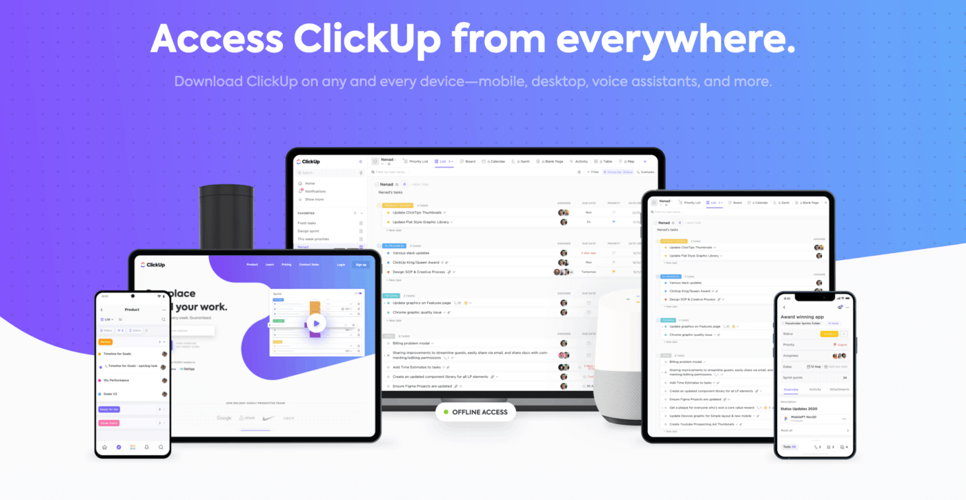 Download ClickUp and access it on any device, anytime