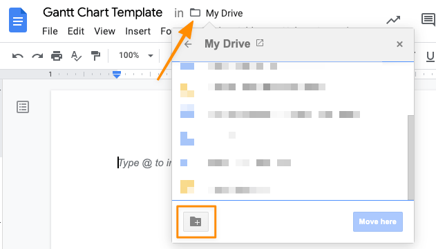 een map maken voor sjablonen voor projectmanagement in Google Documenten