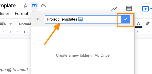save a project template folder in google docs