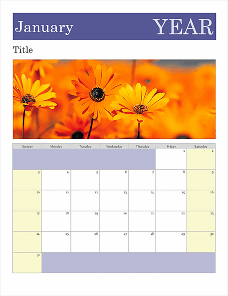 does microsoft word have a calendar template