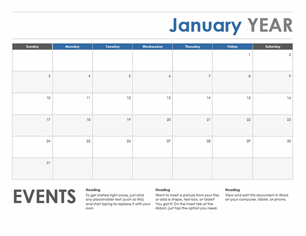 microsoft word calendar template 12 month 2018