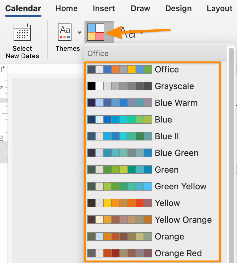 Customizing a Microsoft Word calendar