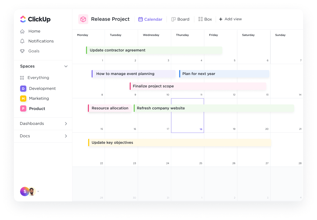 Calendario ClickUp