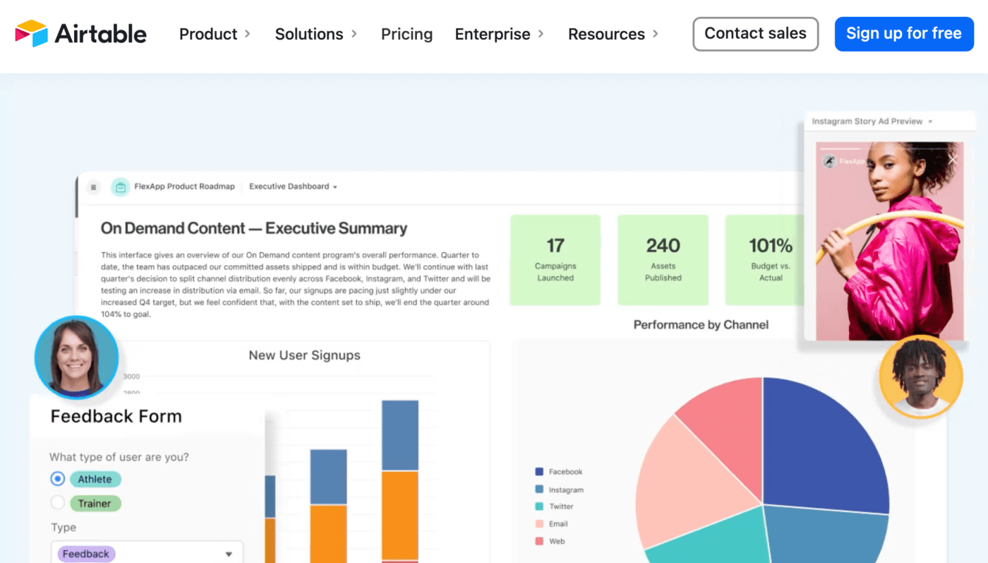 Esempio di grafici in Airtable