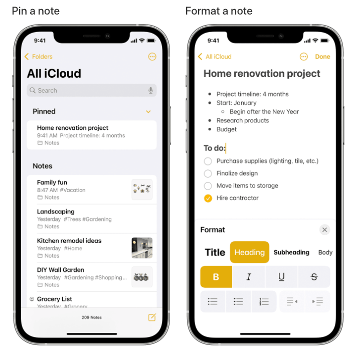 apple notes tägliche checkliste app