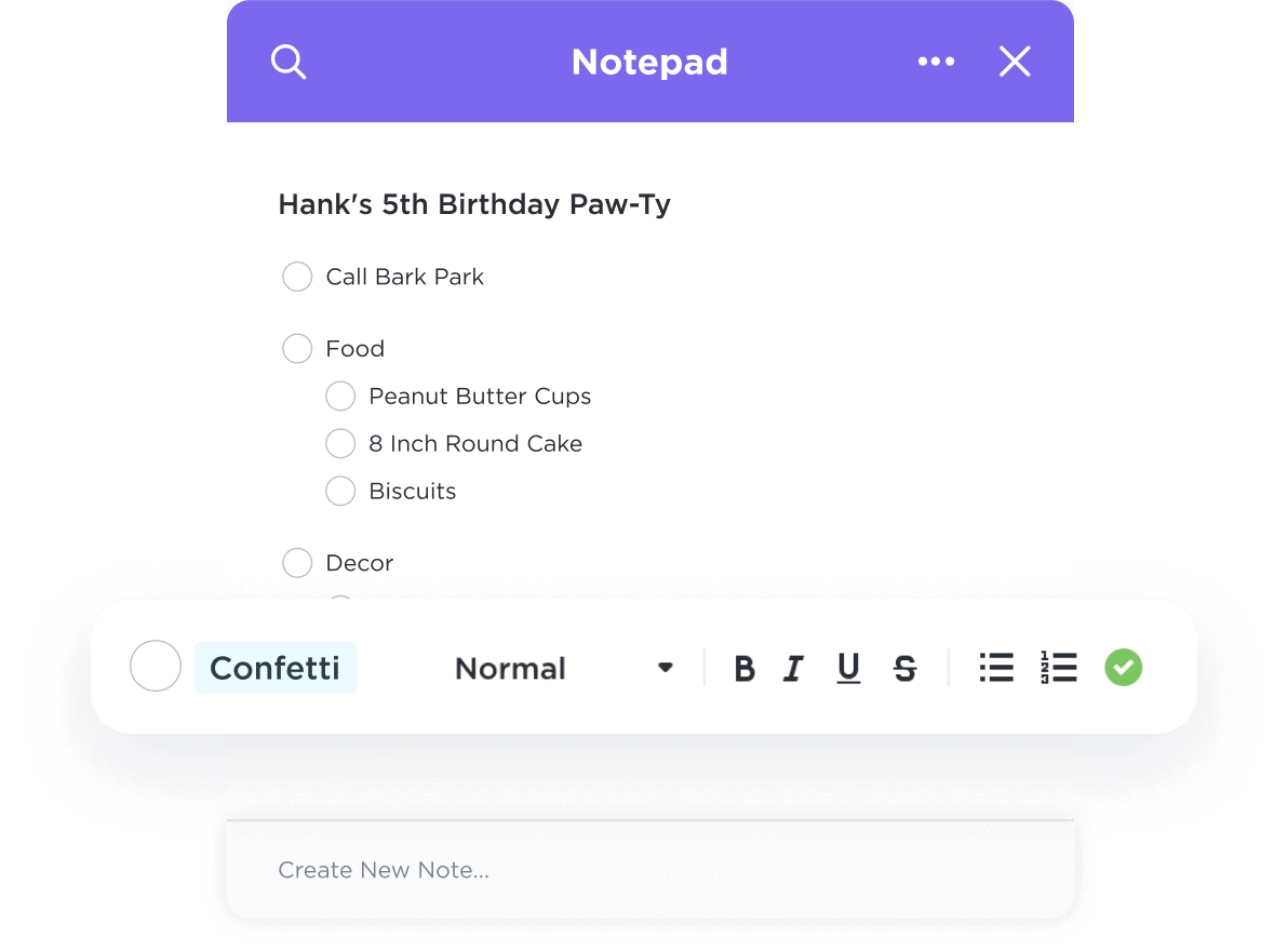 clickup notepad feature