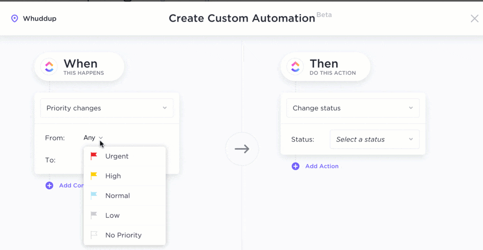 SmartSuite alternatives: Create Custom Automations that create actions based on Triggers and Conditions of your choosing