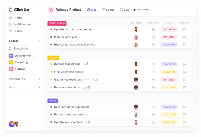 모든 프로젝트 관리 방법론 유형에 대한 ClickUp