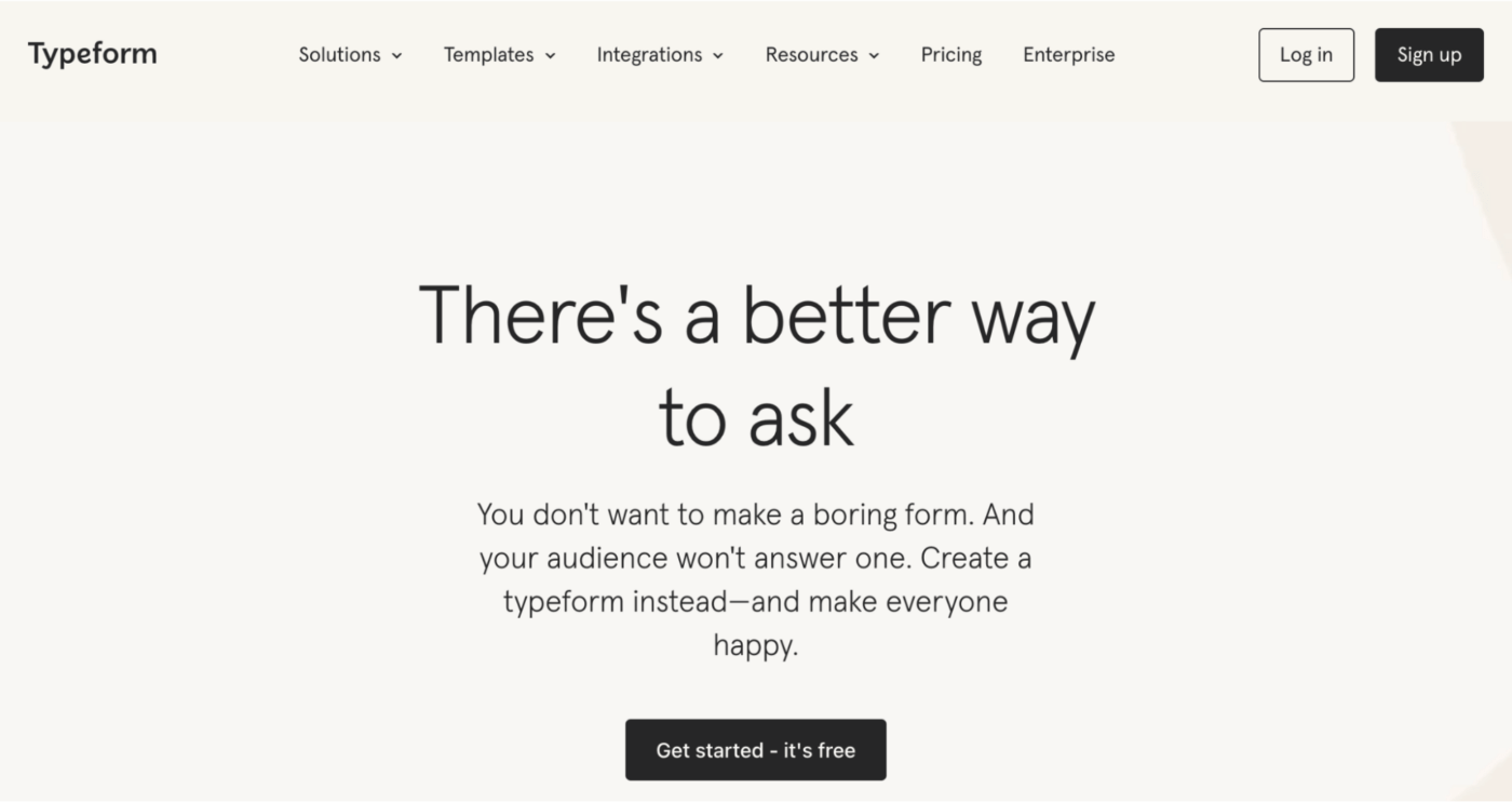 typeform Homepage