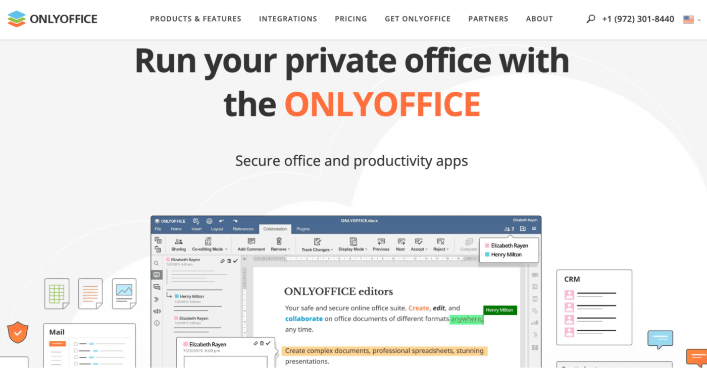 página de inicio de onlyoffice