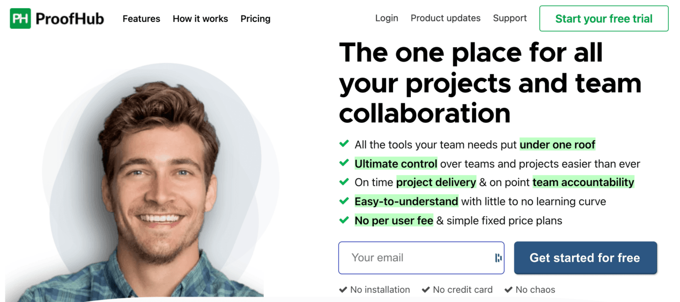 proofhub home page