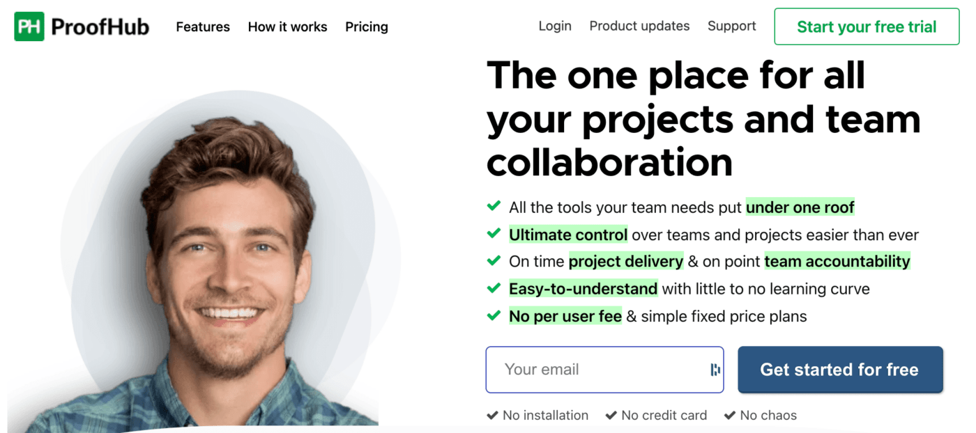proofhub home pag
