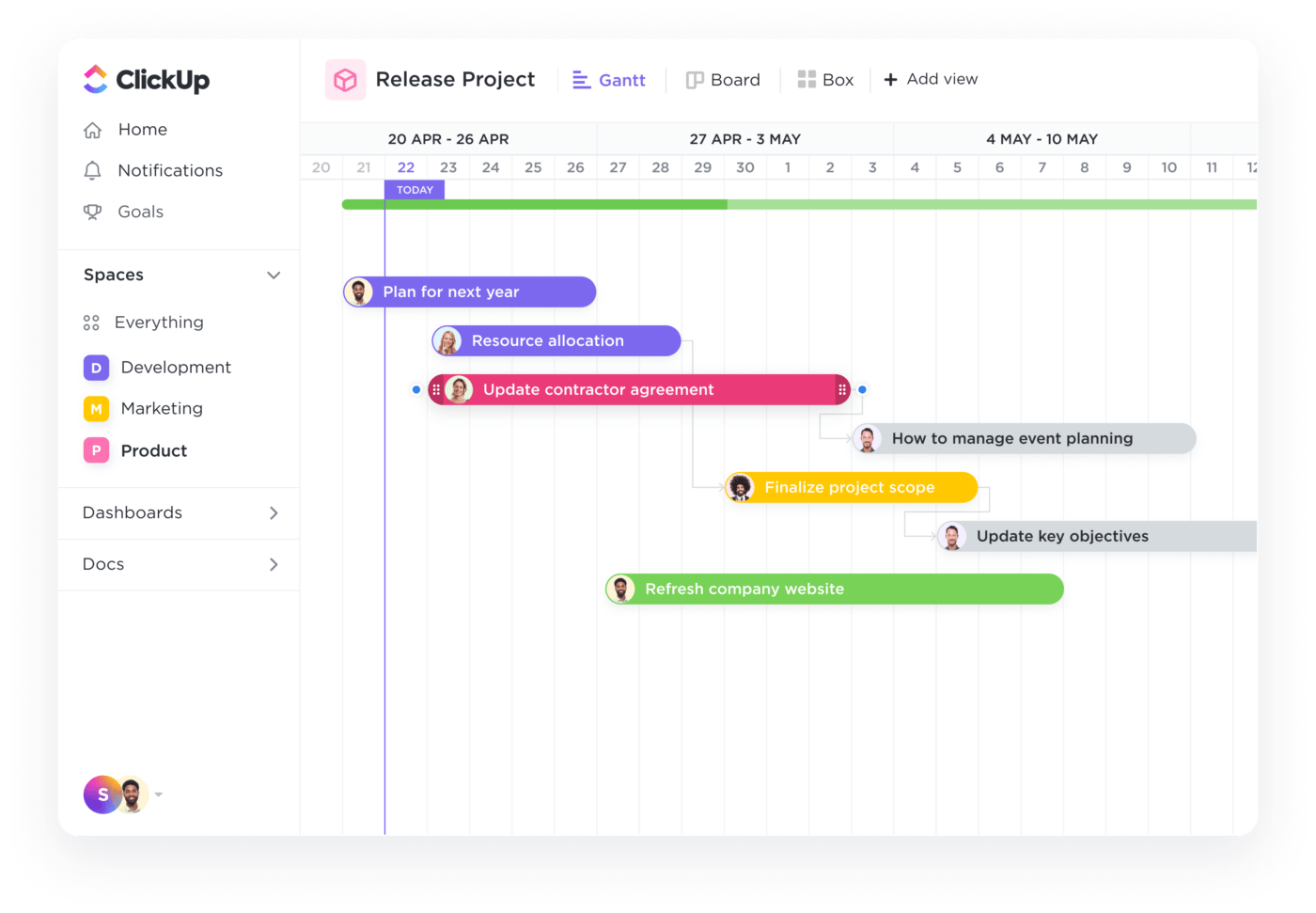 save time with clickup's gantt view and share with team members