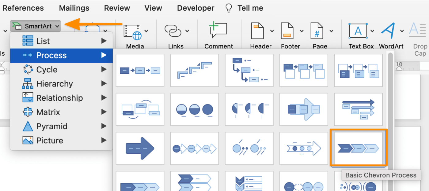 in de smartart stijlen sectie, gebruik de smartart tools format tab om een vorm knop te selecteren