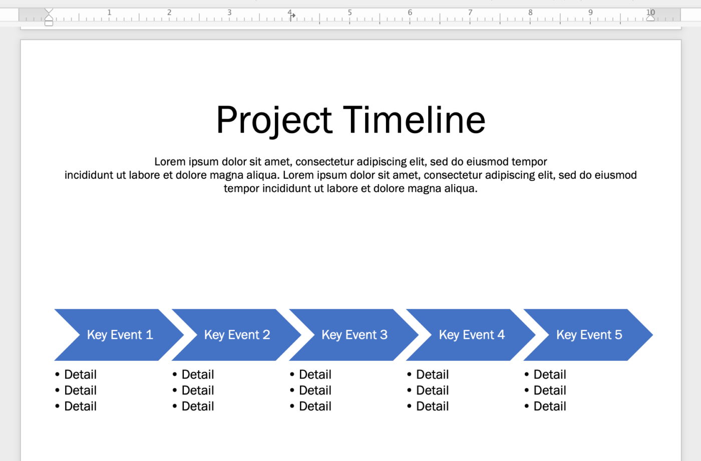 make a timeline in word for your projects and events