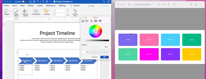 crea tu propio cronograma con un tema cromático y gráficos smartart