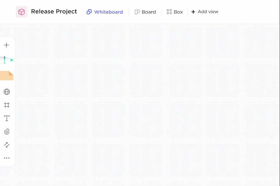 ClickUp Whiteboards с функции за съвместна работа gif