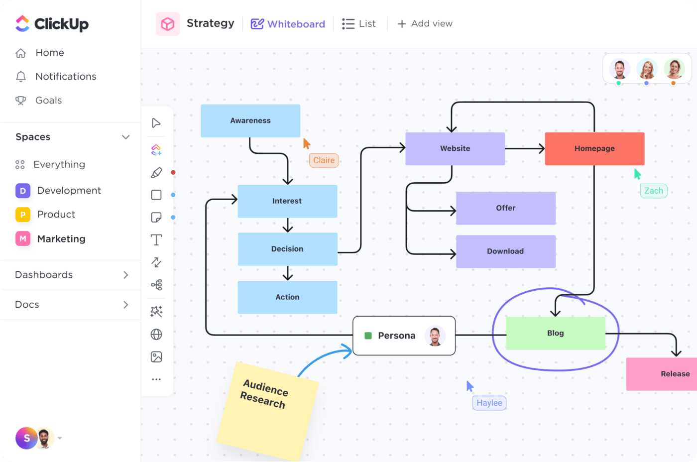 ClickUp Whiteboards