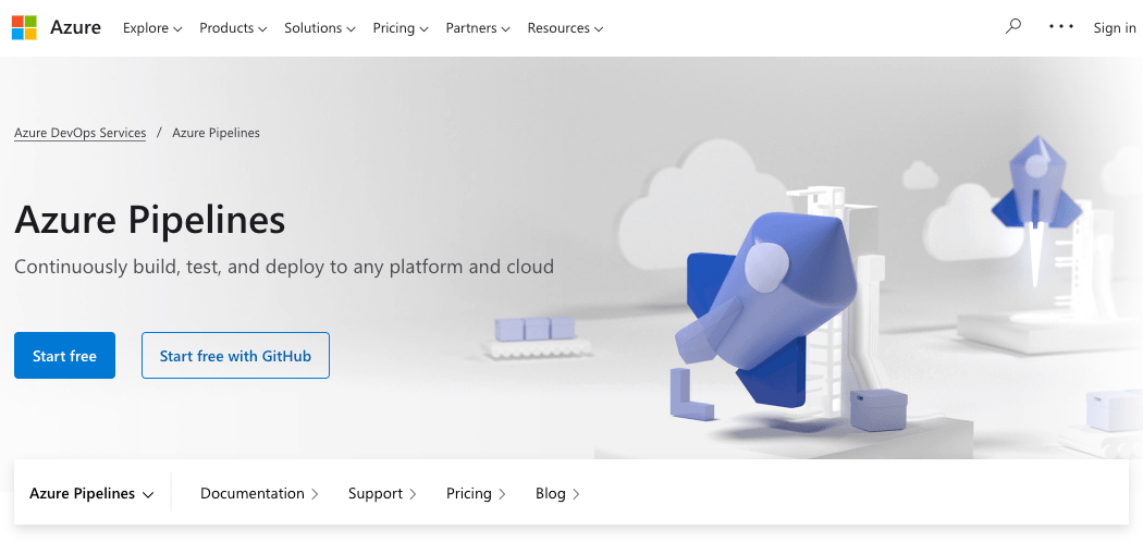 Azure Pipelines Homepage für die Versionsverwaltung