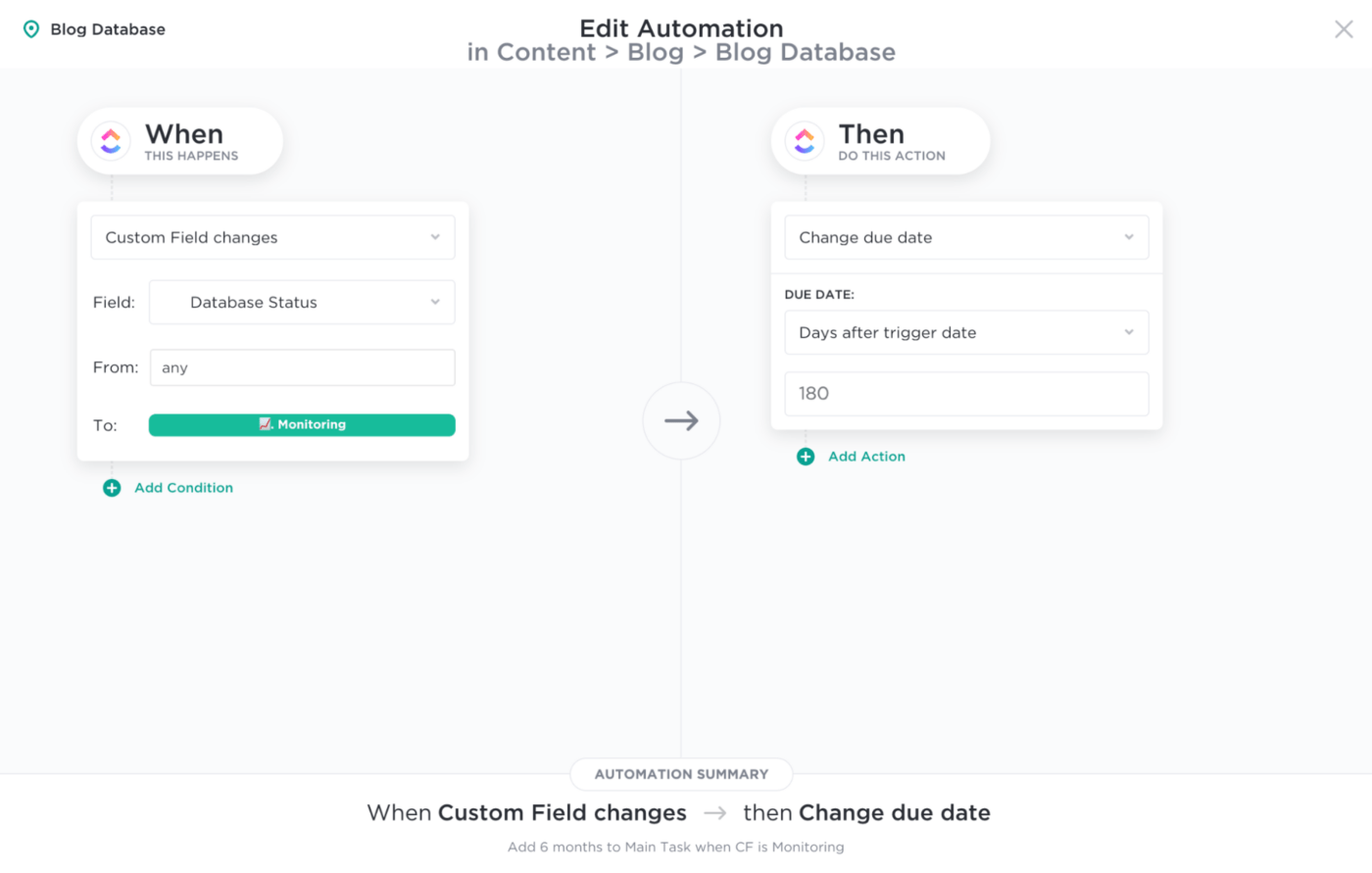 ClickUp Custom Field Automation