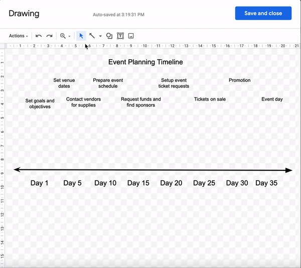 Google Docs timeline