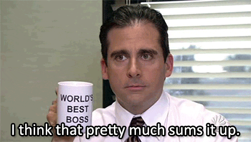 Michael Scott from The Office saying well that pretty much sums it up