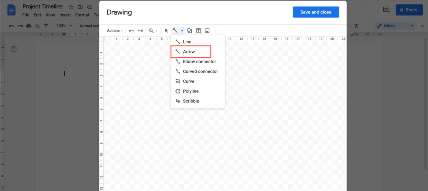 Google Docs creating a timeline 